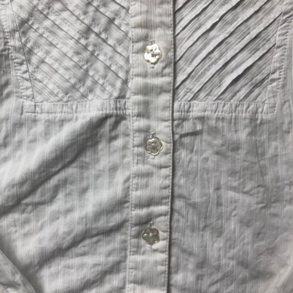 Old Navy Girls White Blouse Flower Buttons Size 12 - Picture 5 of 8